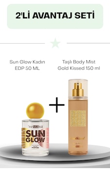 Sun Glow Kadın Edp 50 Ml + Taşlı Body Mist Gold Kissed 150 Ml Sun Glow Kadın Edp 50 Ml + Taşlı Body Mist Gold Kissed 150 Ml