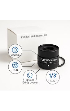 Fıxed Irıs 3.6mm F1.8 Ir, Mega Lens Cctv Güvenlik Kamerası Uyumlu Fıxed Irıs 3.6mm F1.8 Ir, Mega Lens Cctv Güvenlik Kamerası Uyumlu