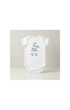 Urbantrendstore Organik %100 Pamuk Özel Baskılı Bebek Body Beyaz Çıtçıtlı Badi Zıbın Beyaz