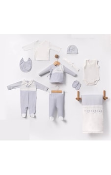 Lamato Baby Tren Nakışlı Bebe Erkek Hastane Çıkışı 10'lu Set Mavi