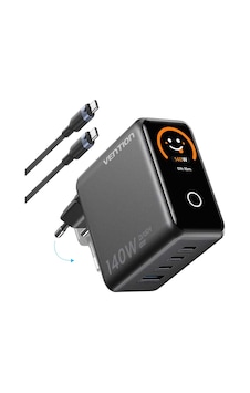 Vention Dash Pro 140w Gan 5.0 Akıllı Ekranlı Ve Emojili 4-portlu Hızlı Şarj Cihazı 3xusb-c + 1xusb-a Vention Dash Pro 140w Gan 5.0 Akıllı Ekranlı Ve Emojili 4-portlu Hızlı Şarj Cihazı 3xusb-c + 1xusb-a