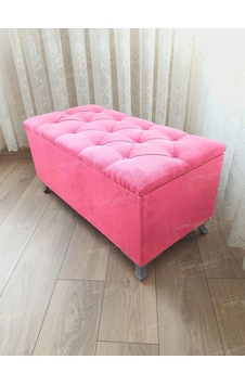 Lüks Sandıklı Kapitoneli Ayakucu Puf Bench 100 Cm Gümüş Ayak Pembe Lüks Sandıklı Kapitoneli Ayakucu Puf Bench 100 Cm Gümüş Ayak Pembe