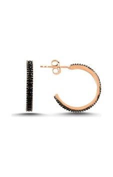 Siyah Taşlı Rose Gümüş Halka Küpe Klipsli 16 Mm Wsk05 Siyah Taşlı Rose Gümüş Halka Küpe Klipsli 16 Mm Wsk05