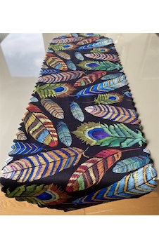 Tüy Desenli 40x140 Cm Lazer Kesim Runner Dikdörtgen-Karışık-140 X 40 Tüy Desenli 40x140 Cm Lazer Kesim Runner Dikdörtgen-Karışık-140 X 40