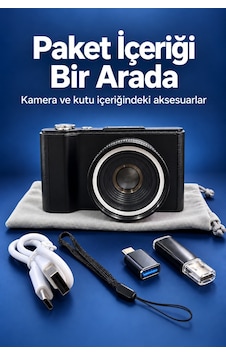 3 İnç Ekranlı Vlog Kamerası Type C Şarjlı Dijital Fotoğraf Makinesi 3 İnç Ekranlı Vlog Kamerası Type C Şarjlı Dijital Fotoğraf Makinesi