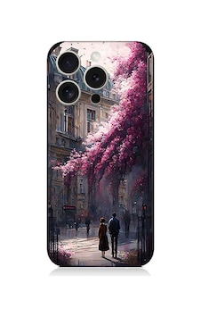 Apple Uyumlu iPhone 15 Pro Max Çiçekli Sokak Desenli Silikon Kılıf Silikon Apple Uyumlu iPhone 15 Pro Max Çiçekli Sokak Desenli Silikon Kılıf Silikon