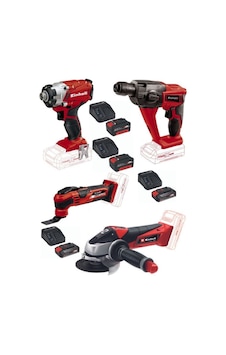 Einhell TE-HD 18 Matkap + TE-CI 18/1 Vidalama Varrito Raspalama + TE-AG18/115 Taşlama Makinesi + 2 x 2.5 + 2 x 4.0 Ah