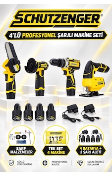Şarjlı 4 Lü Set 4 Akülü Şarjlı Dekupaj Spral Taşlama Matkap Vidalama Budama Testere Sarı Pro Seri Dawreek2 Şarjlı 4 Lü Set 4 Akülü Şarjlı Dekupaj Spral Taşlama Matkap Vidalama Budama Testere Sarı Pro Seri Dawreek2
