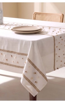 Lalin Bej Puantiye Masa Örtüsü 160x220 Cm Çok Renkli Lalin Bej Puantiye Masa Örtüsü 160x220 Cm Çok Renkli