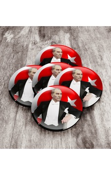 Bk Gift Atatürk Ahşap Rozet 5 Adet 1