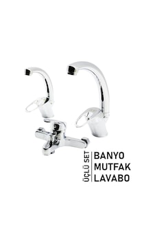 3lü Set Banyo - Evye Mutfak - Lavabo Aç Kapa Mix Batarya Musluk Çok Renkli 3lü Set Banyo - Evye Mutfak - Lavabo Aç Kapa Mix Batarya Musluk Çok Renkli