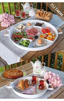 Kitchen Trend 2'li Ahşap Kulplu 51 CM Metal Tepsi ve 37 CM Be . Kitchen Trend 2'li Ahşap Kulplu 51 CM Metal Tepsi ve 37 CM Be .