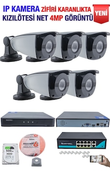 Ip Kamera Seti - 5 Ip Kamera - 10 Kanal Nvr - 8 Port Poe Switch, 500 Gb Disk, Gece Görüşlü Ir Ip Kamera Seti - 5 Ip Kamera - 10 Kanal Nvr - 8 Port Poe Switch, 500 Gb Disk, Gece Görüşlü Ir