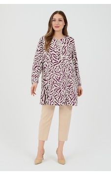 Kadın Bordo Büyük Beden Zebra Desenli Dokuma Tunik Kadın Bordo Büyük Beden Zebra Desenli Dokuma Tunik