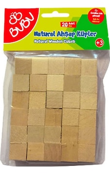 Bu-Bu Hs0033 20 Prç Ahşap Küpler Natural