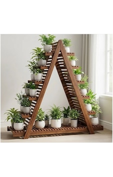 Ahşap A Formlu Dekoratif Çiçeklik Standı - 150x150 Cm Geniş Saksı Rafı Kahverengi Ahşap A Formlu Dekoratif Çiçeklik Standı - 150x150 Cm Geniş Saksı Rafı Kahverengi