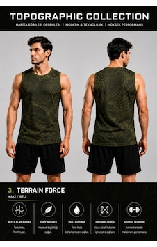 Beydex Erkek Nem Emici Hızlı Kuruma Topographic Collection Sporcu Sıfır Kol T-shirt Gym Haki Beydex Erkek Nem Emici Hızlı Kuruma Topographic Collection Sporcu Sıfır Kol T-shirt Gym Haki