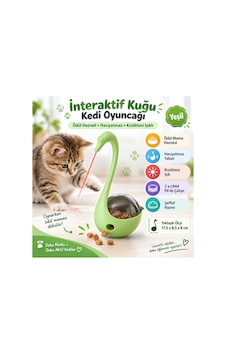 İnteraktif Kuğu Hacıyatmaz Kedi Oyuncağı Ödül Mama Hazneli Kızılötesi Işıklı - Yeşil