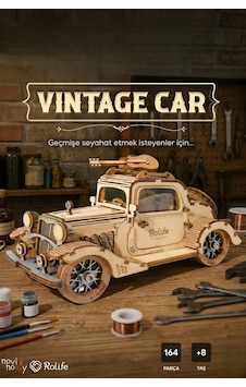 Vintage Car 3d Puzzle Ahşap Minyatür Maket Kiti Dıy Kendin Yap