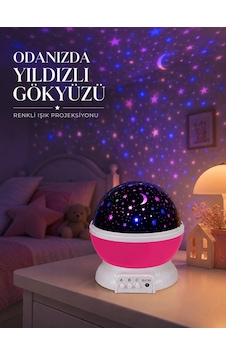 Pembe Döner Yıldız Projektörü Usb Ve Pilli Kullanımlı Gece Lambası Pembe Döner Yıldız Projektörü Usb Ve Pilli Kullanımlı Gece Lambası
