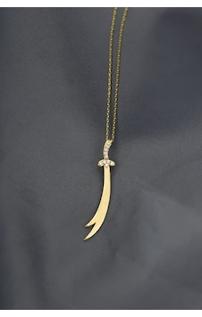 Papatya Silver 925 Ayar Gümüş Gold Kaplama Dikey Taşlı Zülfikar Kılıç Kolye Papatya Silver 925 Ayar Gümüş Gold Kaplama Dikey Taşlı Zülfikar Kılıç Kolye