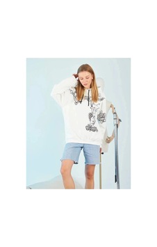Freedom Store Kadın Oversize Kapüşonlu Baskılı 3 İplik Pamuklu Hoodie Sweatshirt - Beyaz Freedom Store Kadın Oversize Kapüşonlu Baskılı 3 İplik Pamuklu Hoodie Sweatshirt - Beyaz