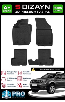 S-dizayn Dacia Duster 4x4 3d Pro Havuzlu Paspas 2013-2018 A+ Kalite