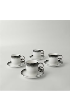 Linens Edith Porselen 4'lü 110 Ml Kahve Fincan Takımı Antrasit Antrasit