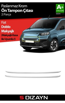 S-dizayn Fiat Doblo 3 Krom Ön Tampon Çıtası 2 Prç 2023 Üzeri A+ Kalite