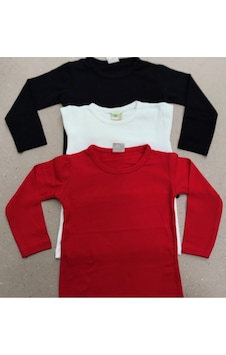 Unisex Çocuk Krem Kırmızı Siyah Likralı Basic Uzun Kollu Tişort 3 Lü Paket Krem-kırmızı-siyah Unisex Çocuk Krem Kırmızı Siyah Likralı Basic Uzun Kollu Tişort 3 Lü Paket Krem-kırmızı-siyah