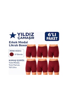 Yıldız Çamaşır Erkek Modal Likralı Boxer 36-37-38-39-40-41-42 - 6 Adet Bordo Yıldız Çamaşır Erkek Modal Likralı Boxer 36-37-38-39-40-41-42 - 6 Adet Bordo