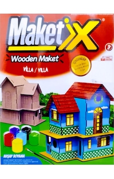 Vıp Maket Boyanabilir Villa 6 Renk Akrilik Boya Eğitici Oyuncak Ahşap Boyama Ahşap Villa Boyama Seti