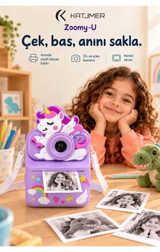 Kj/zm-004 Zoomy-u Unicorn Figürlü Anında Baskılı Çocuk Fotoğraf Makinesi, Çift Kamera, 2,4 İnç Ekran, 1080p Video, 3+ Yaş Mor Kj/zm-004 Zoomy-u Unicorn Figürlü Anında Baskılı Çocuk Fotoğraf Makinesi, Çift Kamera, 2,4 İnç Ekran, 1080p Video, 3+ Yaş Mor