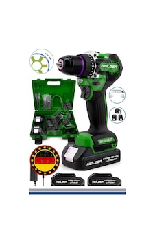 Heilber Ba01013yd Alman V998 15ahm Yeşil Bakır Sargılı Çift Akülü Darbeli Akülü Vidalama Çelik Şanzıman Şarjlı Matkap