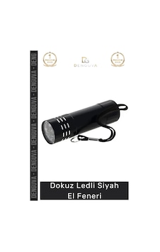Elfeneri Yüksek Işık Güçlü Taşınabilir Kaliteli Kompakt Kamp Feneri Dokuz Ledli El Feneri Siyah Elfeneri Yüksek Işık Güçlü Taşınabilir Kaliteli Kompakt Kamp Feneri Dokuz Ledli El Feneri Siyah