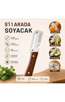 5& 39 İ 1 Arada Çok Fonksiyonlu Sebze Ve Patates Soyucu, Paslanmaz Çelik Bıçaklı, Ahşap Saplı Mutfak Jülyen Soya 5& 39 İ 1 Arada Çok Fonksiyonlu Sebze Ve Patates Soyucu, Paslanmaz Çelik Bıçaklı, Ahşap Saplı Mutfak Jülyen Soya