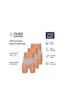 Yıldız Çamaşır Erkek Süprem Slip Külot 03-130-131 - 3 Adet Gri Yıldız Çamaşır Erkek Süprem Slip Külot 03-130-131 - 3 Adet Gri