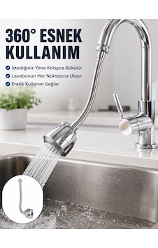 Maesko Krom Musluk Uzatma Aparatı 360 Dönebilen Su Tasarruflu Lavabo Fıskiyesi Maesko Krom Musluk Uzatma Aparatı 360 Dönebilen Su Tasarruflu Lavabo Fıskiyesi