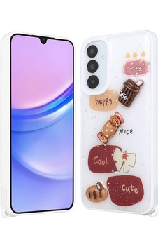 Zore Galaxy Uyumlu A25 Kılıf Parlayan Simli Kabartma Figürlü Cevze Kapak - Beyaz Beyaz Zore Galaxy Uyumlu A25 Kılıf Parlayan Simli Kabartma Figürlü Cevze Kapak - Beyaz Beyaz