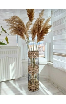 Dekopano Metal Tel Hasır Ip 3 Örgülü Dekoratif Vazo 60 CM Dekopano Metal Tel Hasır Ip 3 Örgülü Dekoratif Vazo 60 CM