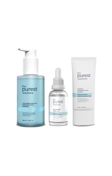 Kuru Cilt Çözüm Seti - Temizleyici Jel-yoğun Nem Içeren Krem Ve Hyarulinic Acid Serum-dg558