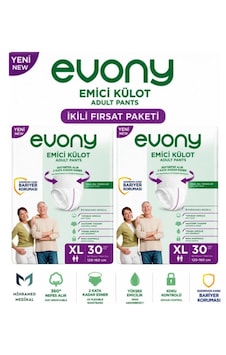 Evony Emici Külot Yetişkin Hasta Bezi Xl 30 Lu 2 Paket Evony Emici Külot Yetişkin Hasta Bezi Xl 30 Lu 2 Paket