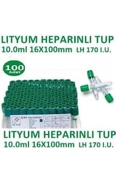 Medikaltec 100 Adet Kan Alma Tüpü, Lityum Heparinli Tüp, Yeşil Kapak 10ml 16x100mm, Bd Vacutainer Lithium Hepar