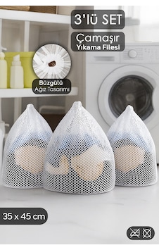 3'lü İpli Çamaşır Yıkama Filesi Seti - Koruyucu Çamaşır Yıkama Torbası 35x45 Cm Beyaz 3'lü İpli Çamaşır Yıkama Filesi Seti - Koruyucu Çamaşır Yıkama Torbası 35x45 Cm Beyaz