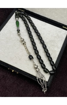 Alpaka Nakkaş İmameli Zümrüt Yeşili Sıkma Kehribar Tesbih 9x11 Mm Yeşil Alpaka Nakkaş İmameli Zümrüt Yeşili Sıkma Kehribar Tesbih 9x11 Mm Yeşil