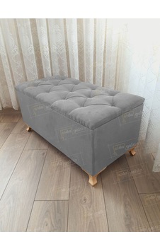 Lüks Sandıklı Kapitoneli Ayakucu Puf Bench 100 Cm Gold Ayak Gri Lüks Sandıklı Kapitoneli Ayakucu Puf Bench 100 Cm Gold Ayak Gri
