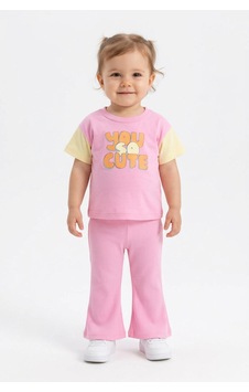 Harika Kids Kız Bebek Yazlık Bol Paça Alt-üst Takım Pembe Harika Kids Kız Bebek Yazlık Bol Paça Alt-üst Takım Pembe