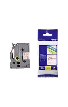 Brother Tze-252 24 Mm Beyaz Üzeri Kırmızı Laminasyonlu Etiket