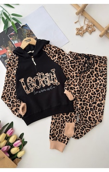 Miniğimin Cicileri Leopard Kapüşonlu Kız Çocuk Leopar Eşofman... Siyah Miniğimin Cicileri Leopard Kapüşonlu Kız Çocuk Leopar Eşofman... Siyah