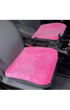 Yumuşak Tüylü Peluş Serme Oto Koltuk Koruyucu Minder Ön 2& 39li Şeker Pembe